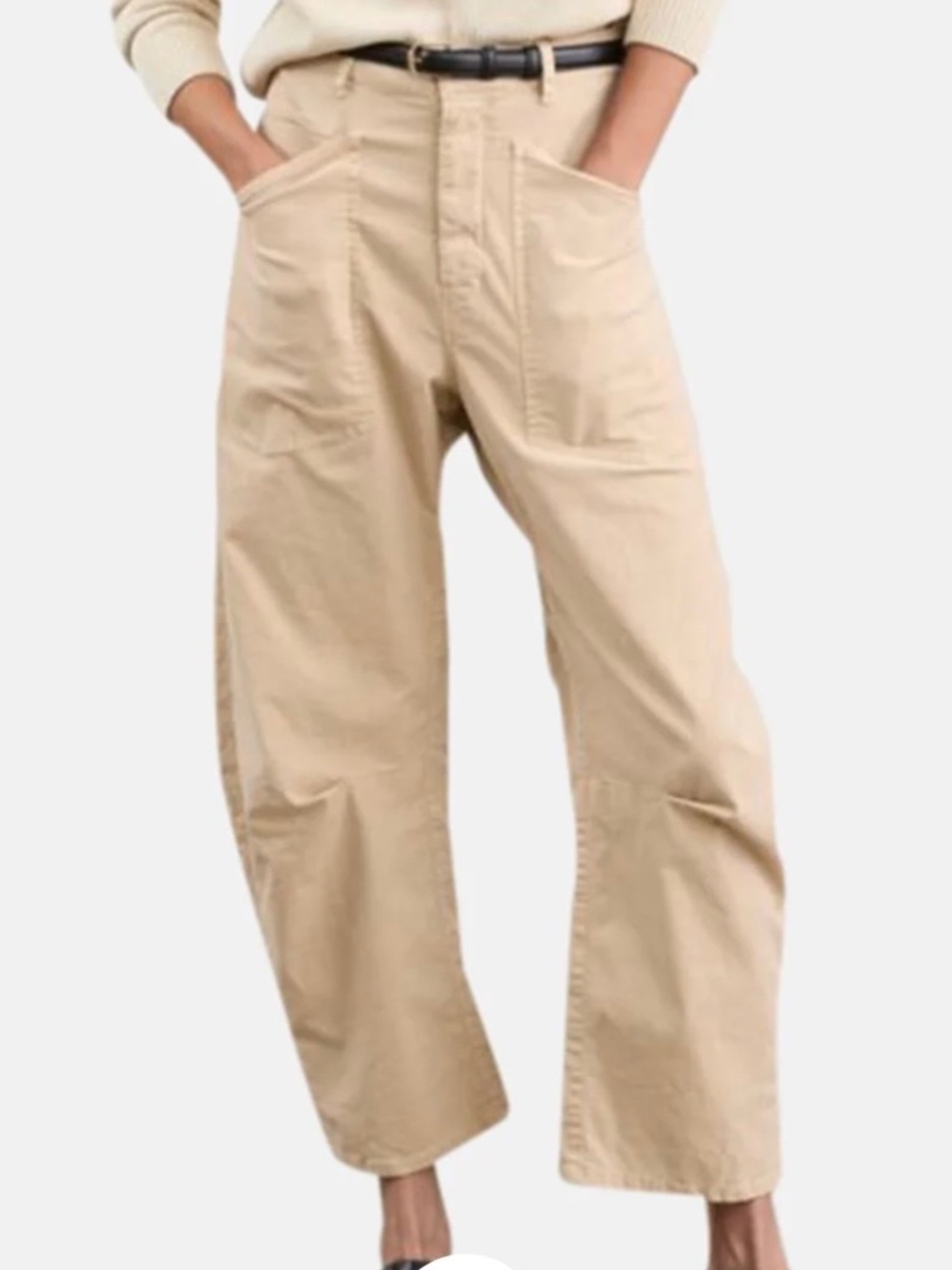 Nili Lotan Shon Cotton Pants Tan Sandstone Barrel Leg Size 12 New With Tags $375